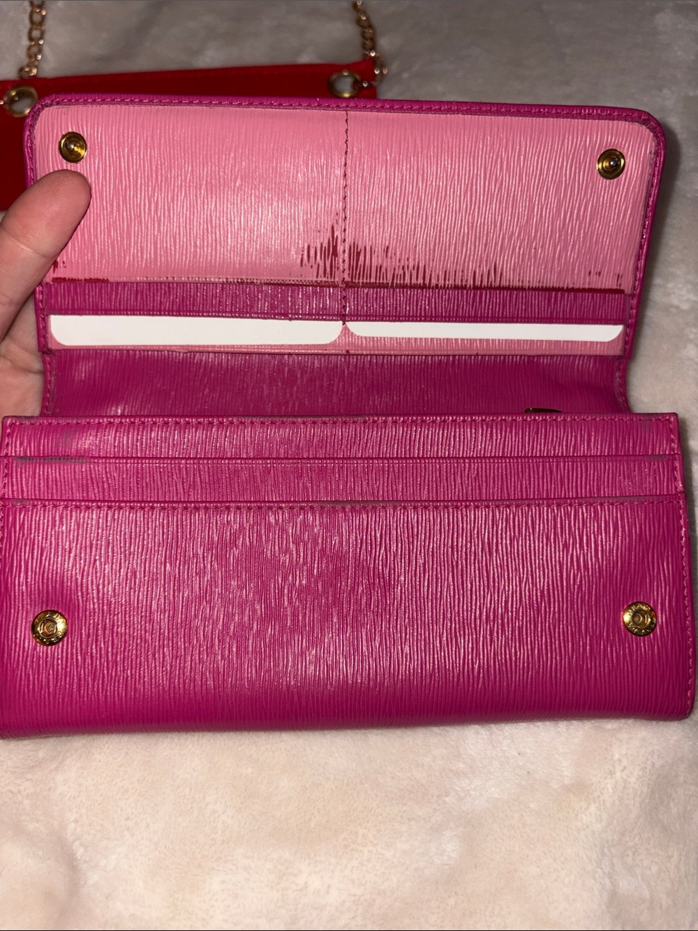 Prada Pink Leather wallet with COA and Chain insert. - Picture 3 of 9